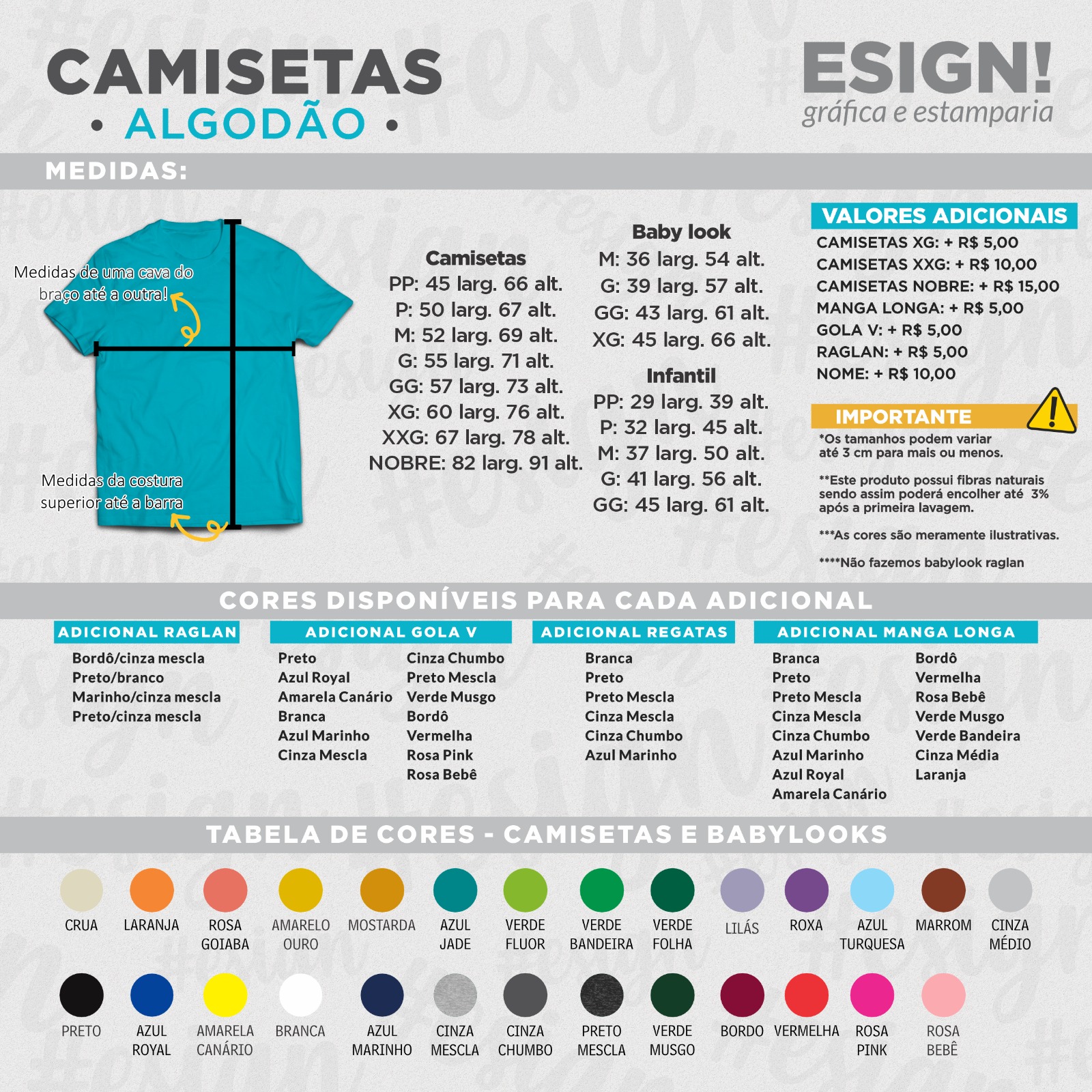  Cores da Camisetas LUPS - Serie Indispensáveis